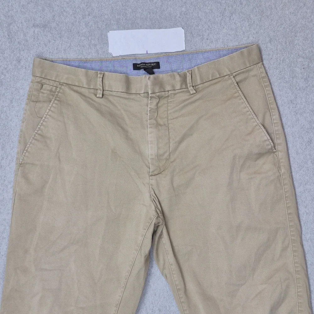 Banana Republic Men Pants 35X32 Khaki Chino Twill Kentfield Pant Button 30